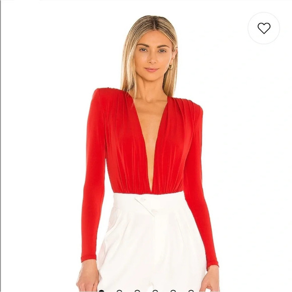 Nookie Dasha Deep Plunge Bodysuit in Fiery Red Size XS - Picture 2 of 9